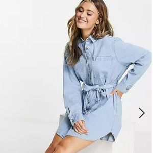 NEW! Belted Jean Shirt Dress